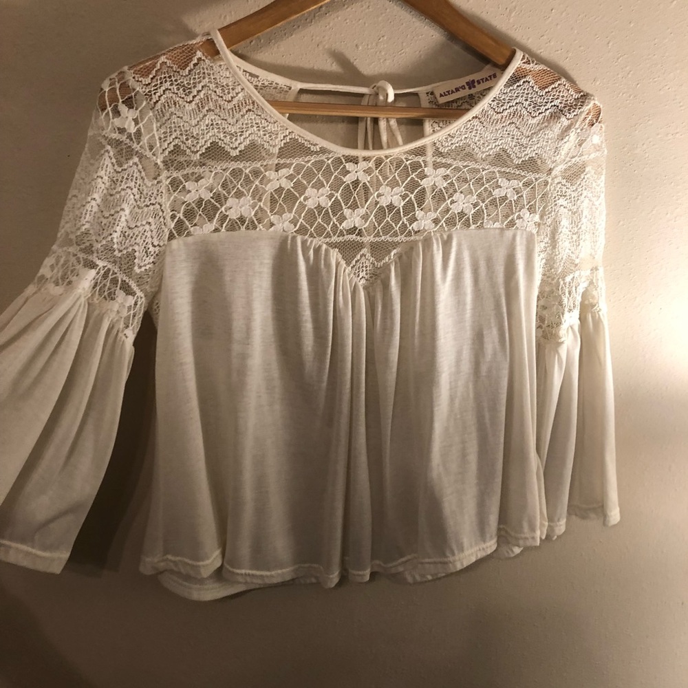 Cream + lace top